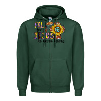 Sports Green fall for jesus he never leaves Zipper Hoodie - CowhideDigitalArt