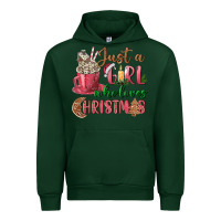 Forest Green Pink Just a girl who loves Christmas Urban Hoodie - NancyCooperArtShop