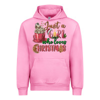 Fuchsia Pink Pink Just a girl who loves Christmas Urban Hoodie - NancyCooperArtShop