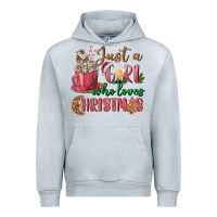 Heather Grey Pink Just a girl who loves Christmas Urban Hoodie - NancyCooperArtShop