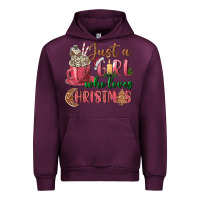 Mauve Wine Pink Just a girl who loves Christmas Urban Hoodie - NancyCooperArtShop