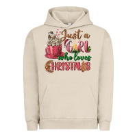 Pigment French Oak Pink Just a girl who loves Christmas Urban Hoodie - NancyCooperArtShop