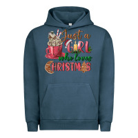 Pigment Midnight Navy Pink Just a girl who loves Christmas Urban Hoodie - NancyCooperArtShop