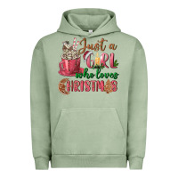 Pigment Oil Green Pink Just a girl who loves Christmas Urban Hoodie - NancyCooperArtShop
