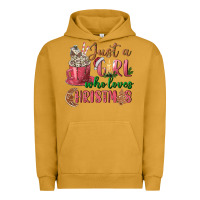 Pigment Peanut Butter Pink Just a girl who loves Christmas Urban Hoodie - NancyCooperArtShop