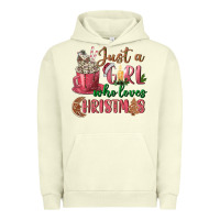 Pigment Pistachio Pink Just a girl who loves Christmas Urban Hoodie - NancyCooperArtShop