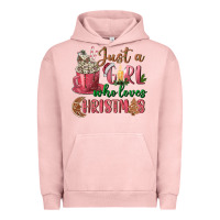 Pigment Salmon Pink Just a girl who loves Christmas Urban Hoodie - NancyCooperArtShop