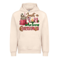Sandshell Pink Just a girl who loves Christmas Urban Hoodie - NancyCooperArtShop