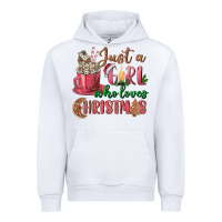 White Pink Just a girl who loves Christmas Urban Hoodie - NancyCooperArtShop