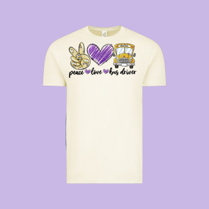 Peace Love Bus Driver Vintage Tee Designed By Maliassmallbusiness