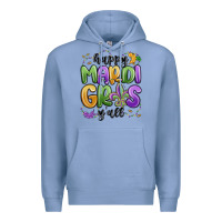 Colony Blue happy mardi gras y'all Premium Hoodie - MaliasSmallBusiness