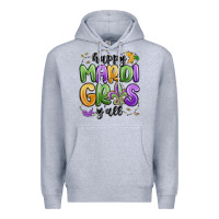 Heather Grey happy mardi gras y'all Premium Hoodie - MaliasSmallBusiness