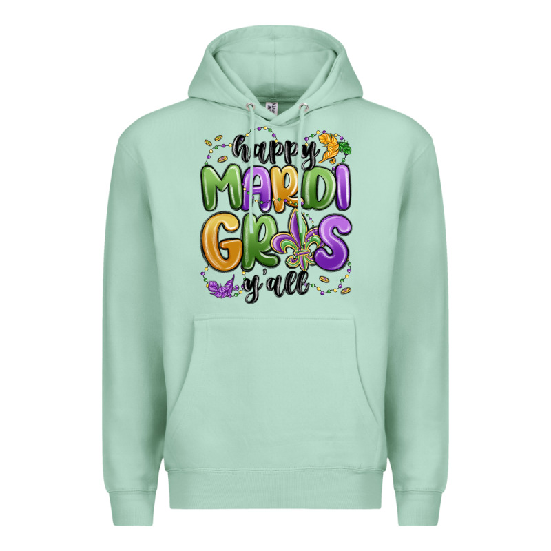 Happy Mardi Gras Y'all Premium Hoodie by MaliasSmallBusiness | Teevron