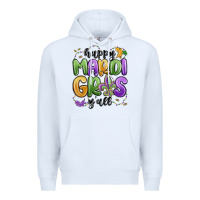 White happy mardi gras y'all Premium Hoodie - MaliasSmallBusiness