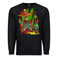 Black skeleton with sombrero and tequila Premium Sweatshirt - AdoDesignShop