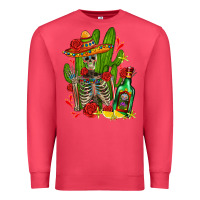 Cardinal skeleton with sombrero and tequila Premium Sweatshirt - AdoDesignShop
