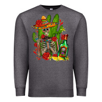 Skeleton With Sombrero And Tequila Premium Sweatshirt | Teevron