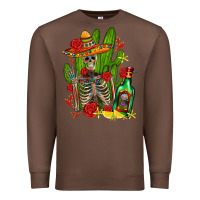Chestnut skeleton with sombrero and tequila Premium Sweatshirt - AdoDesignShop