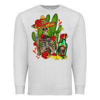 Dove Grey skeleton with sombrero and tequila Premium Sweatshirt - AdoDesignShop