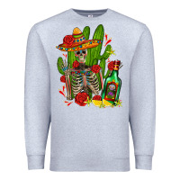 Heather Grey skeleton with sombrero and tequila Premium Sweatshirt - AdoDesignShop