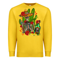 Lemon skeleton with sombrero and tequila Premium Sweatshirt - AdoDesignShop