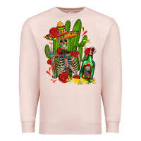 Pale Pink skeleton with sombrero and tequila Premium Sweatshirt - AdoDesignShop