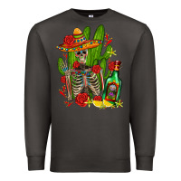 Smoke skeleton with sombrero and tequila Premium Sweatshirt - AdoDesignShop