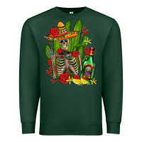 Sports Green skeleton with sombrero and tequila Premium Sweatshirt - AdoDesignShop
