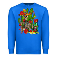 True Royal skeleton with sombrero and tequila Premium Sweatshirt - AdoDesignShop
