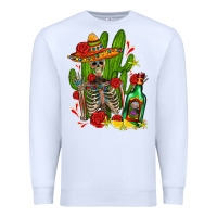 White skeleton with sombrero and tequila Premium Sweatshirt - AdoDesignShop