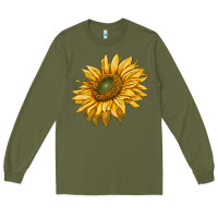 Army Green sunflower Long Sleeve Tee - RanaPortraitStore