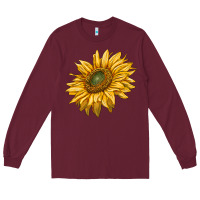 Burgundy sunflower Long Sleeve Tee - RanaPortraitStore