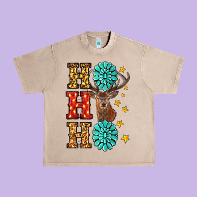 Gemstone And Reindeer Christmas Ho Ho Ho Urban Heavy Tee Designed By Ranaportraitstore