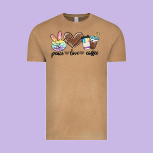 Peace Love Coffee Vintage Tee Designed By Maliassmallbusiness