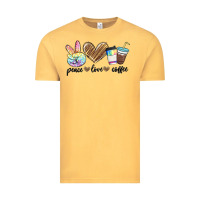 Vintage Mustard peace love coffee Vintage Tee - MaliasSmallBusiness