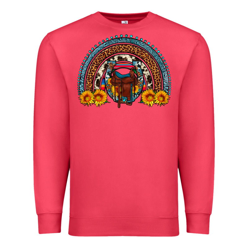 Saddle Sunflower Horseshoe Rainbow Premium Sweatshirt by Artiststas | Teevron