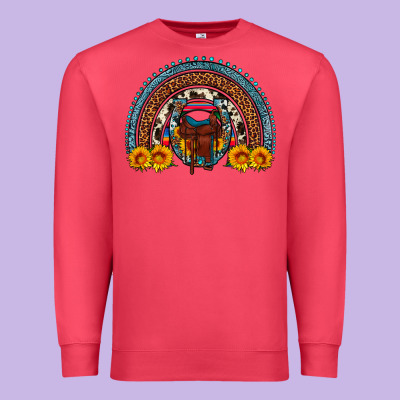 Saddle Sunflower Horseshoe Rainbow Premium Sweatshirt Designed By Artiststas