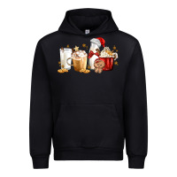 Black Christmas Milk and Cookie Latte Coffee Cups Urban Hoodie - MaliasSmallBusiness