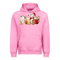 Fuchsia Pink Christmas Milk and Cookie Latte Coffee Cups Urban Hoodie - MaliasSmallBusiness
