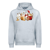 Heather Grey Christmas Milk and Cookie Latte Coffee Cups Urban Hoodie - MaliasSmallBusiness