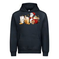 Navy Christmas Milk and Cookie Latte Coffee Cups Urban Hoodie - MaliasSmallBusiness