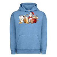Pigment Pebble Blue Christmas Milk and Cookie Latte Coffee Cups Urban Hoodie - MaliasSmallBusiness