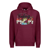 Burgundy fishing mom Premium Hoodie - MaliasSmallBusiness
