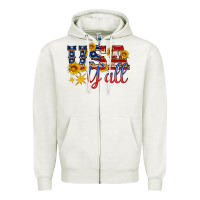 Oatmeal Heather usa y all Zipper Hoodie - HRA Design Shop