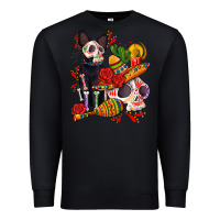 Black mexican dead day with skeleton cat Premium Sweatshirt - AdoDesignShop