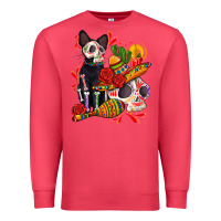 Cardinal mexican dead day with skeleton cat Premium Sweatshirt - AdoDesignShop