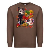 Chestnut mexican dead day with skeleton cat Premium Sweatshirt - AdoDesignShop