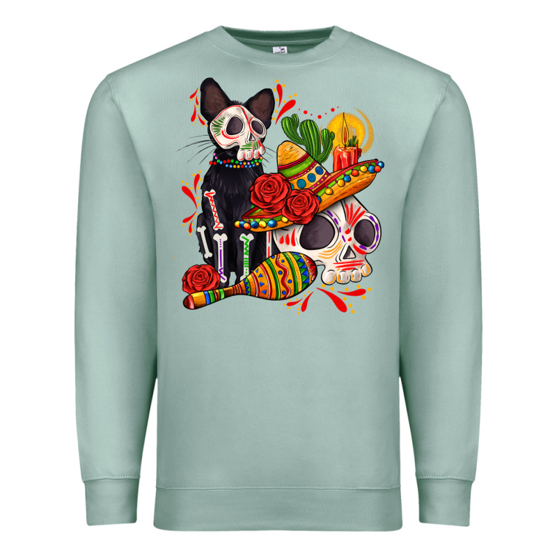 Mexican Dead Day With Skeleton Cat Premium Sweatshirt by AdoDesignShop | Teevron