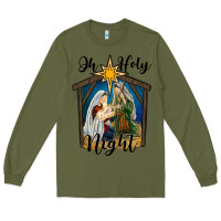 Army Green oh holy night holy family Long Sleeve Tee - RanaPortraitStore