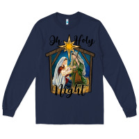 Navy oh holy night holy family Long Sleeve Tee - RanaPortraitStore